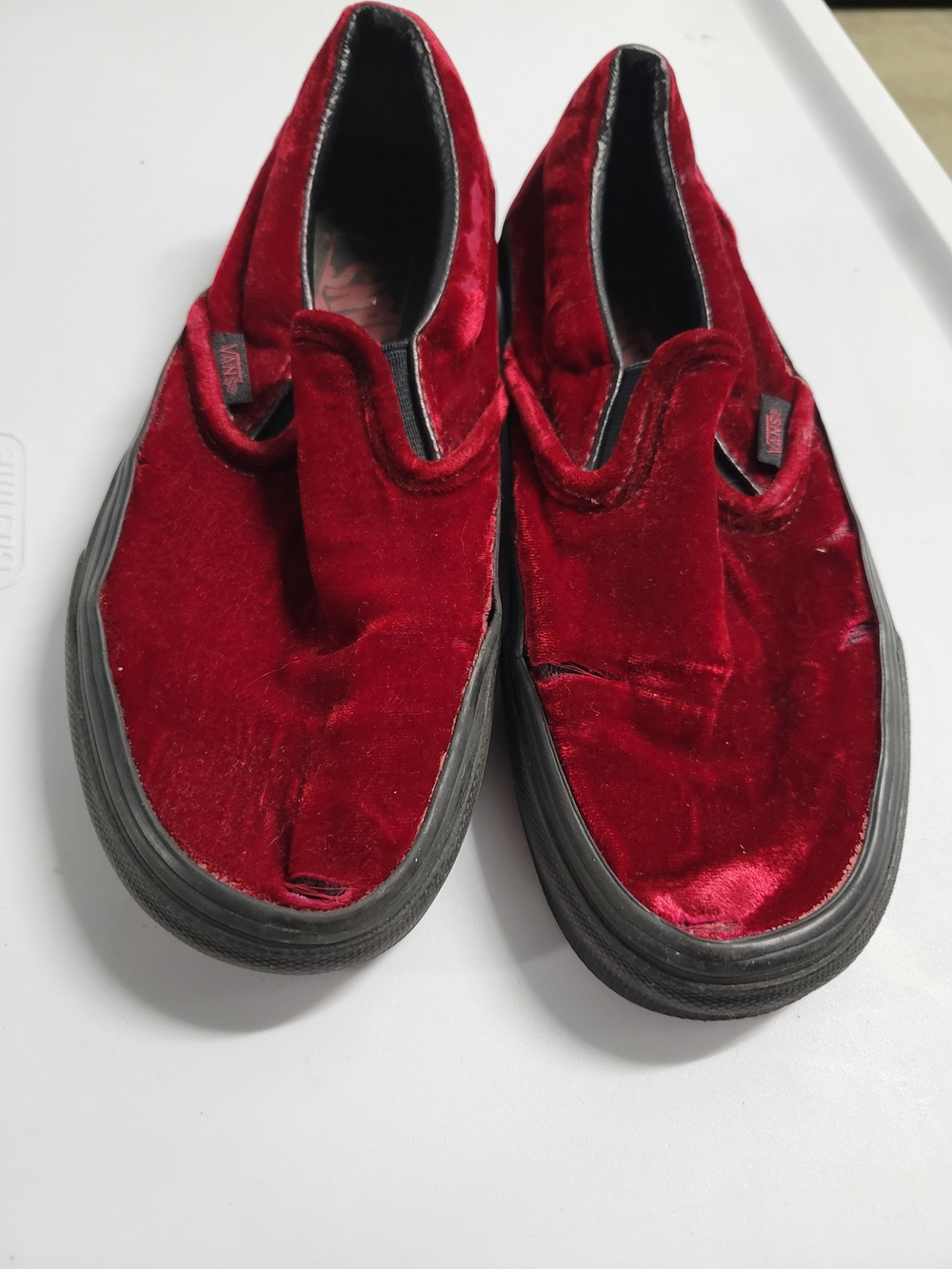 Red Velvet Slip On Vans